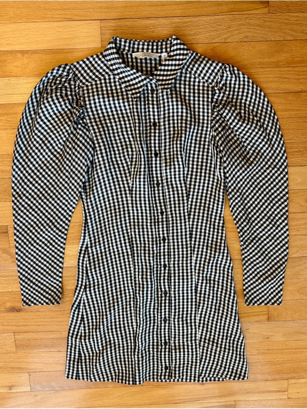 & Other Stories Black and White Gingham Button-Up Dress